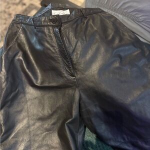 Black Leather High-Waist Pants